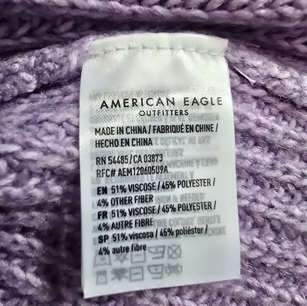 American Eagle Purple Striped Chunky Knit Sweater Oversized S NWT - Picture 4 of 5
